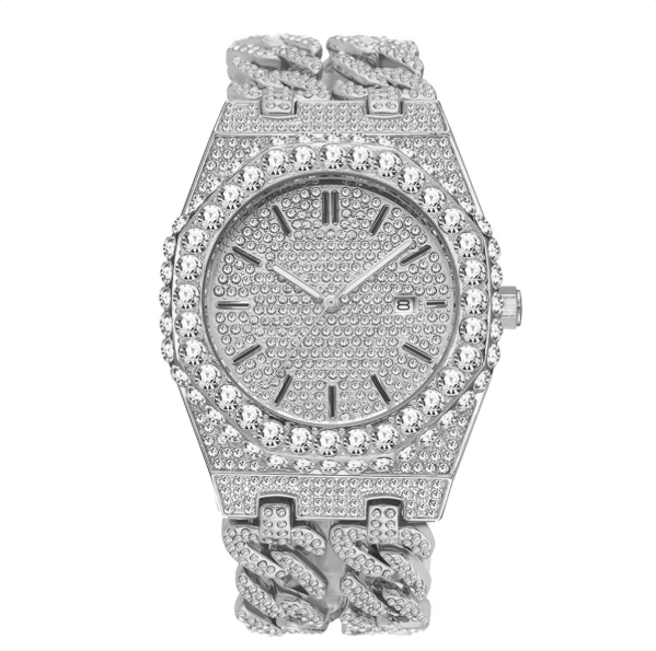 AP iced out silver Hip-Hop cuban