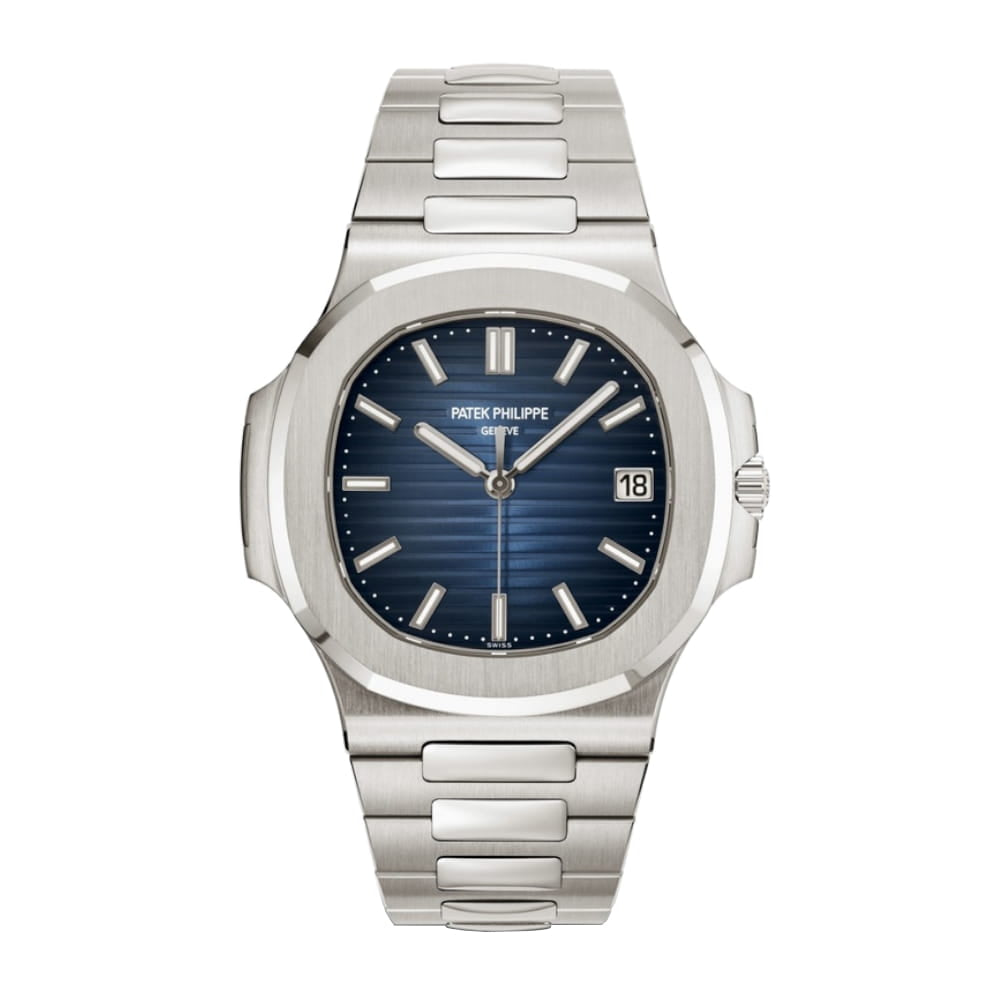 Patek nautilus silver , logo.