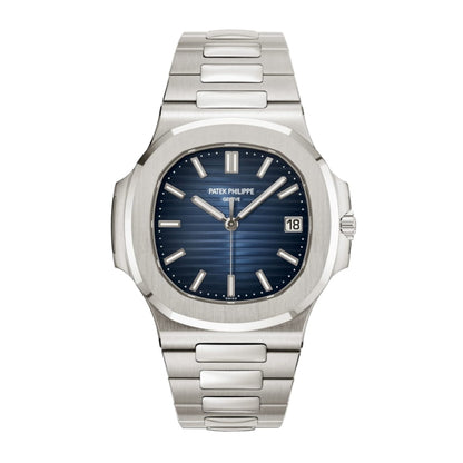 Patek nautilus silver , logo.