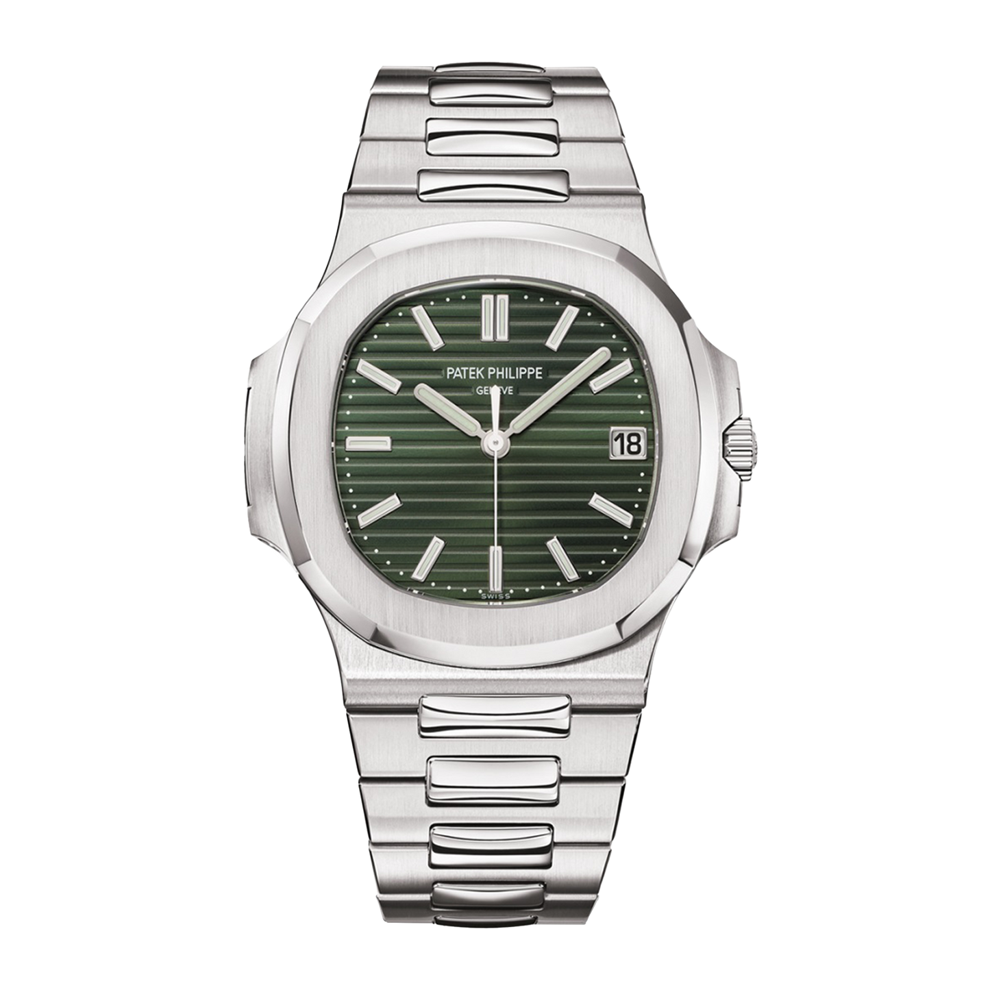 Patek nautilus silver , logo.