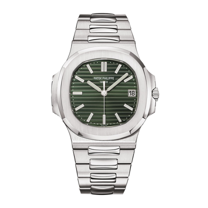 Patek nautilus silver , logo.