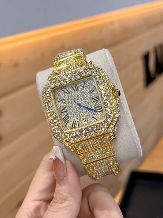 Gold Iced Out Cartier
