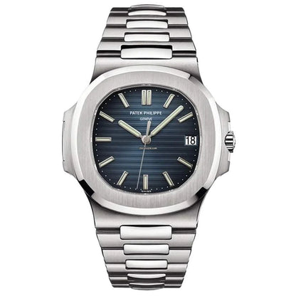 Patek nautilus silver , logo.