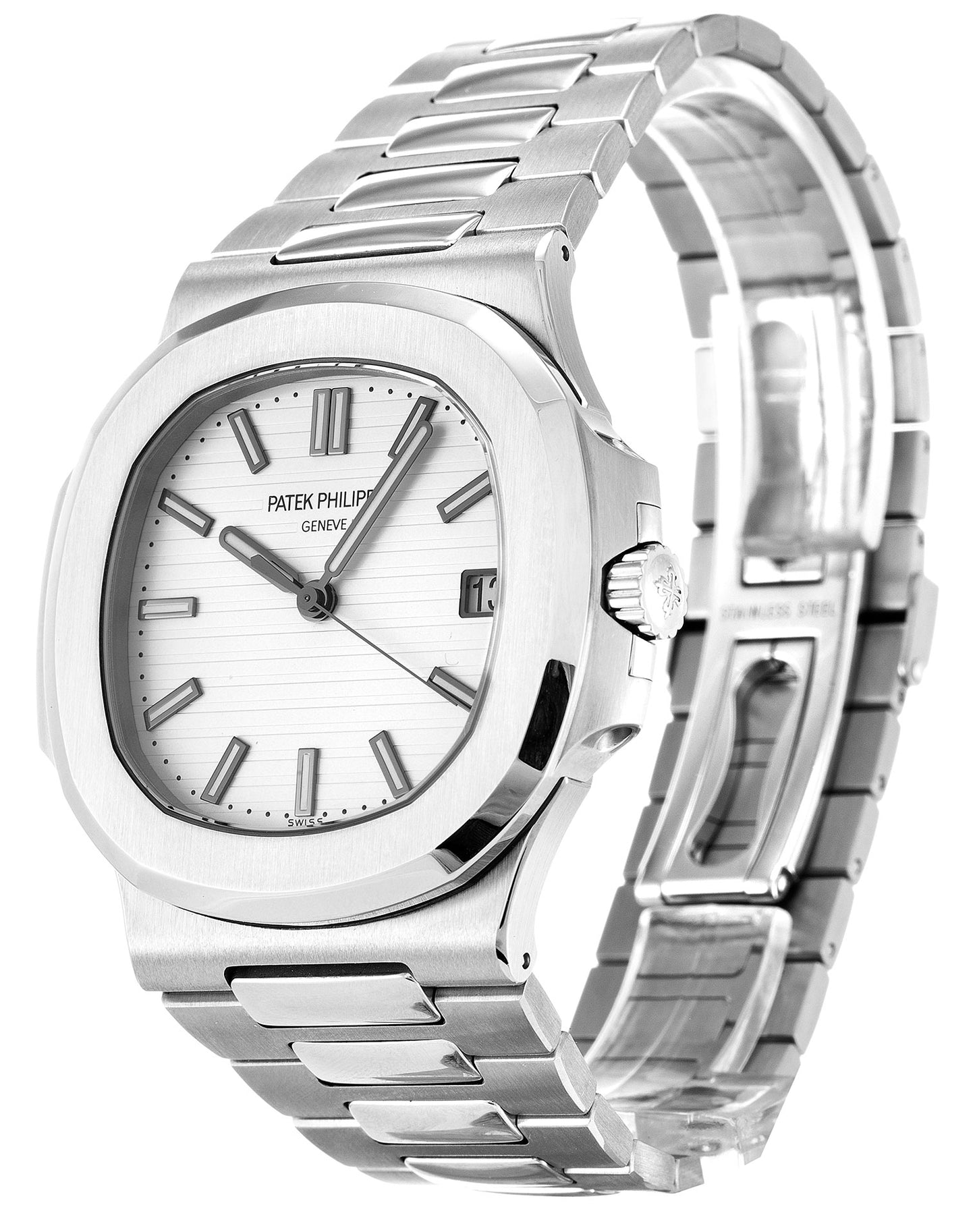 Patek nautilus silver , logo.