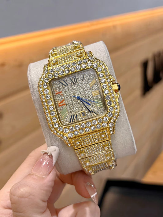 Gold Iced Out Colourfull Cartier