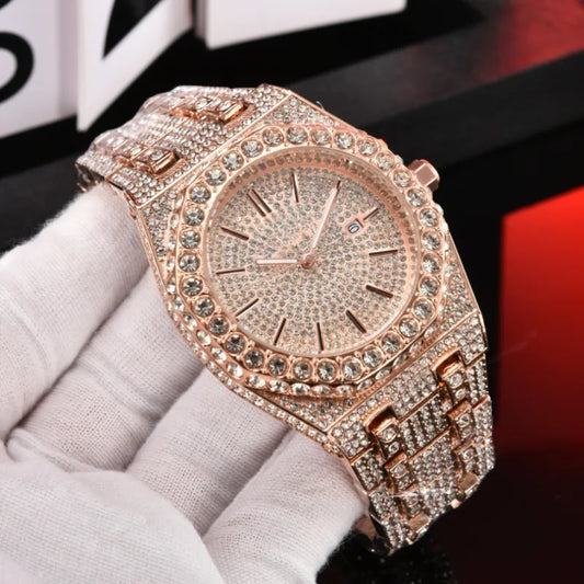 AP iced out gold rose , logo.