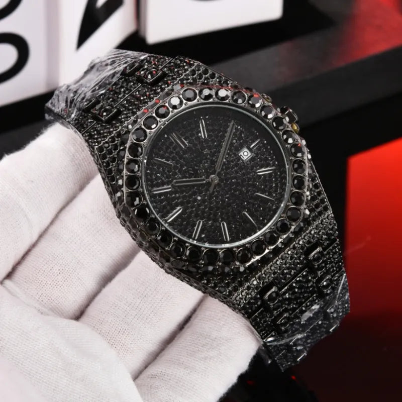 AP iced out black tone , logo.