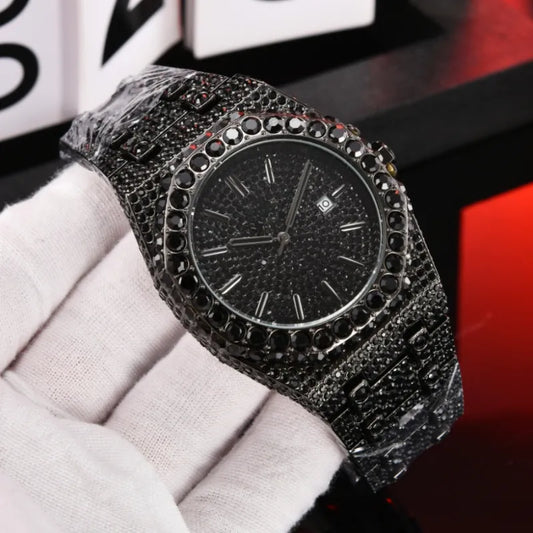 AP iced out black tone , logo.