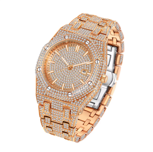 AP iced out gold rose with screws