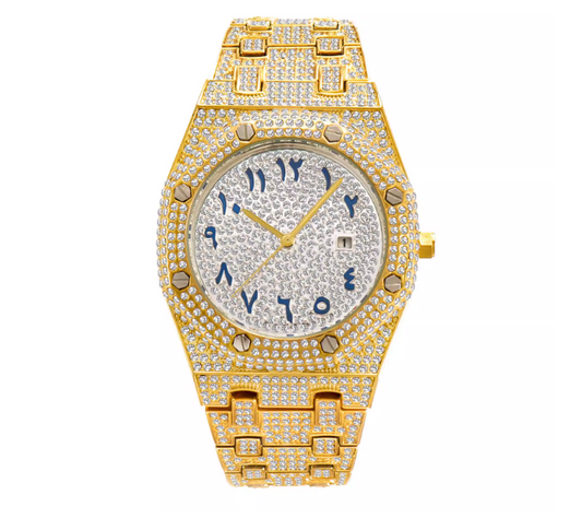 AP iced out gold with screws and arabics numbers