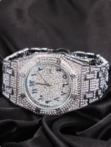 AP iced out silver with screws and arabics numbers