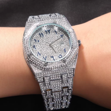 AP iced out silver with screws and arabics numbers