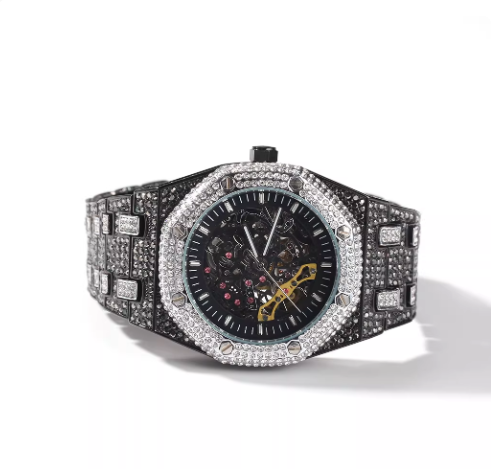 AP iced out skelleton black-silver tone