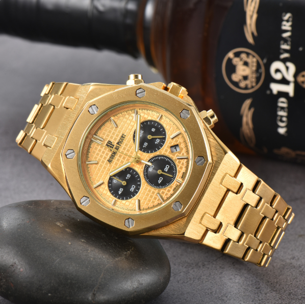 AP chronograph gold , logo.