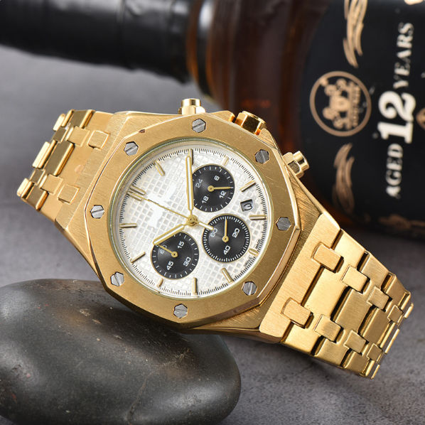 AP chronograph gold , logo.