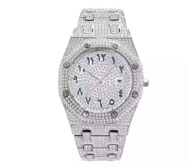 AP iced out silver with screws and arabics numbers