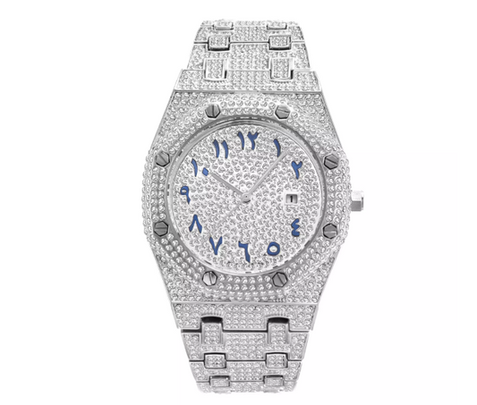 AP iced out silver with screws and arabics numbers