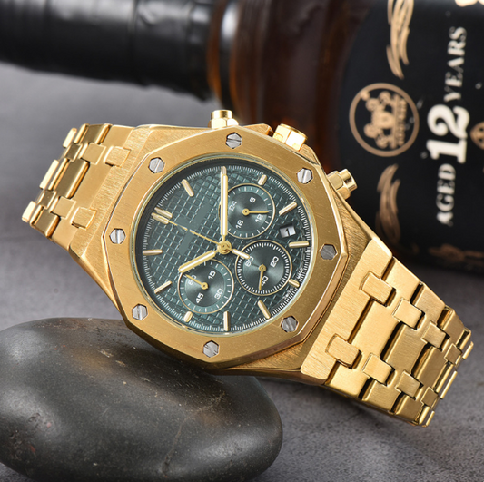 AP chronograph gold , logo.