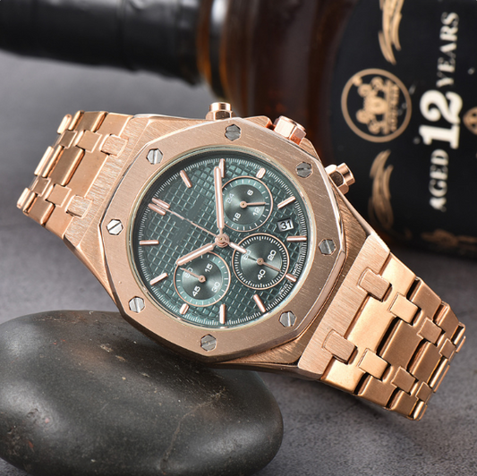 AP chronograph gold rose , logo.