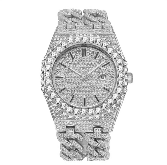 AP iced out silver Hip-Hop cuban