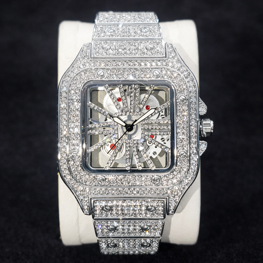 Cartier Skelleton iced out silver